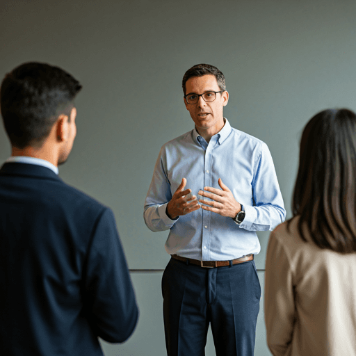 Mentor talking to a small group of students